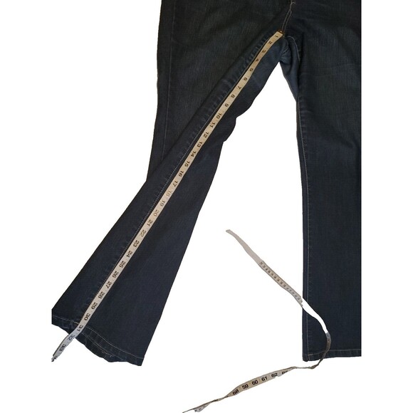 Women's Jeans Sz 16 High Waist Embroider Pockets Dark Wash Denim Straight Leg - Picture 7 of 12